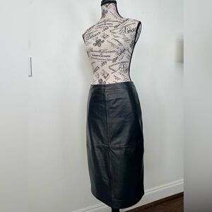 Spiegel Black Leather Pencil Midi Skirt